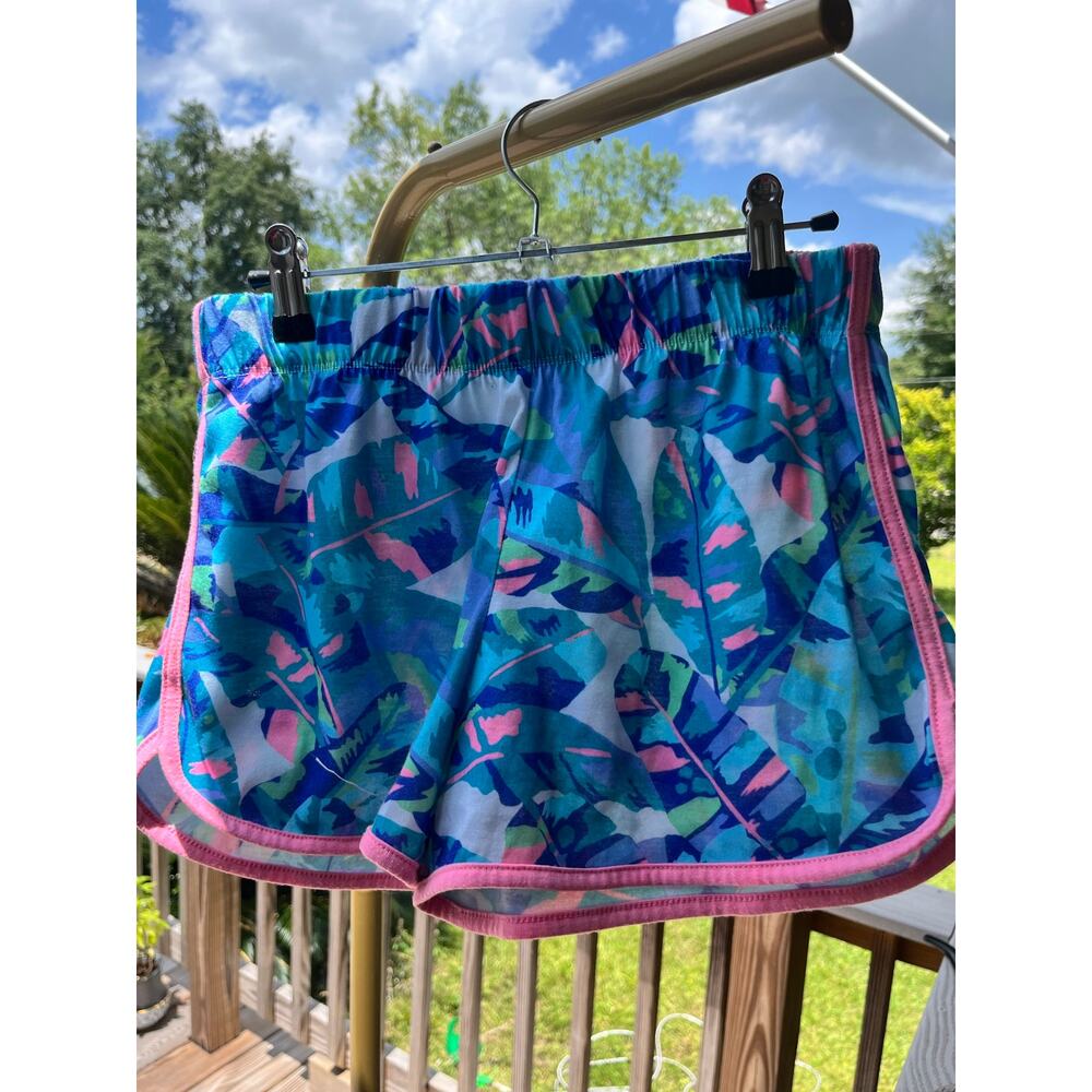 Cat & Jack Girls XL 14/16 Athletic Shorts Tropical Palm Leaf Turquoise Pink Blue